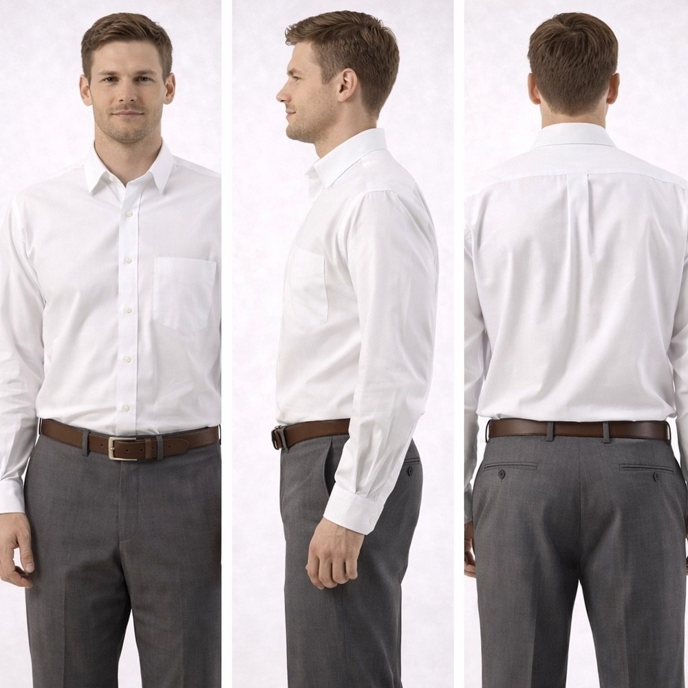 Paul Stuart Mens White 2x2 Cotton‎ Broadcloth Dress Shirt 16.5-34 Made in USA